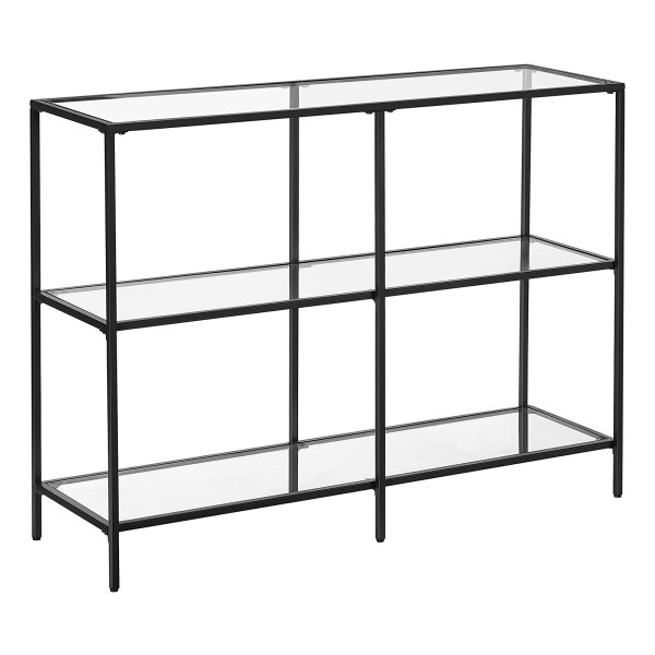 Zwarte Consoletafel Met 3 Niveaus, Gehard Glas En Metalen Frame - 100 X 30 X 73 Cm - Perfect Voor Hal, Woonkamer En Slaapkamer