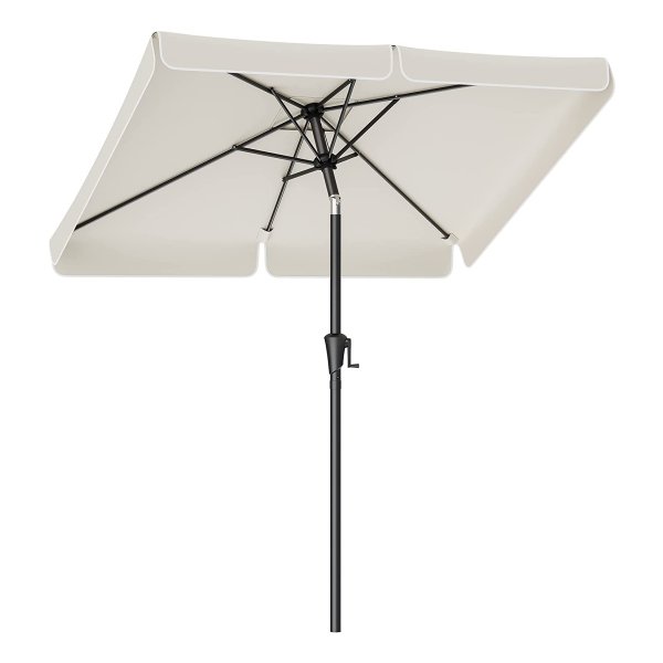 Parasol 200 X 150 Cm, Rechthoekige Balkonscherm, Zonwering Upf 50+, Aan Beide Zijden 30° Knikbaar, Voor Tuin, Terras, Zonder Standaard, Beige