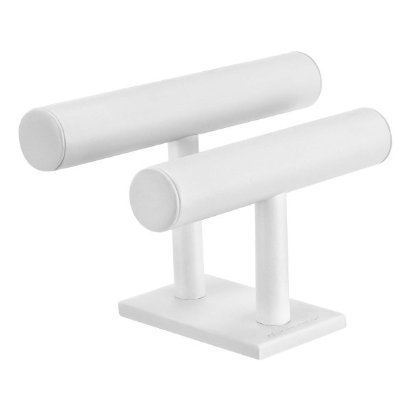 Witte Sieradenstandaard Met 2 Armbandrollen - Perfect Als Cadeau - Imitatieleer