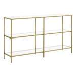 Goudkleurige Consoletafel Met 3 Niveaus, Gehard Glas Legplanken En Metalen Frame - Perfect Voor Hal, Woonkamer En Slaapkamer