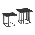 Bijzettafel – Salontafel Set van 2 – Met Dienblad Tafelblad – Zwart