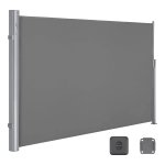 GSA204G03, Zijluifel, uittrekbaar, 200 x 400 cm, inkijkbescherming, zonwering, ondoorzichtig, zijrolgordijn, voor balkon, terras en tuin, grijs
