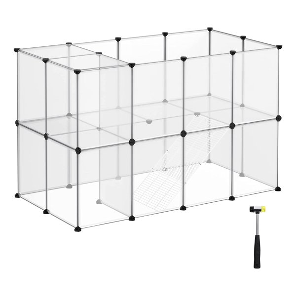 Kunststof Buitenren Met Trappen Voor Kleine Huisdieren - Transparant - Voor Cavia'S, Hamsters, Konijnen