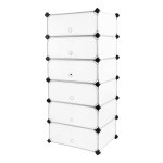 Dıy Schoenenrek Met 6 Deuren - Smalle Schoenenkast Met 6 Niveaus - Kunststof - Insteekreksysteem - Opbergruimte - Wit