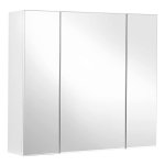 Modern Wit Spiegelkast Met 3 Deuren, 60X15X55Cm, Verstelbare Planken - Badkamerkast, Opbergkast