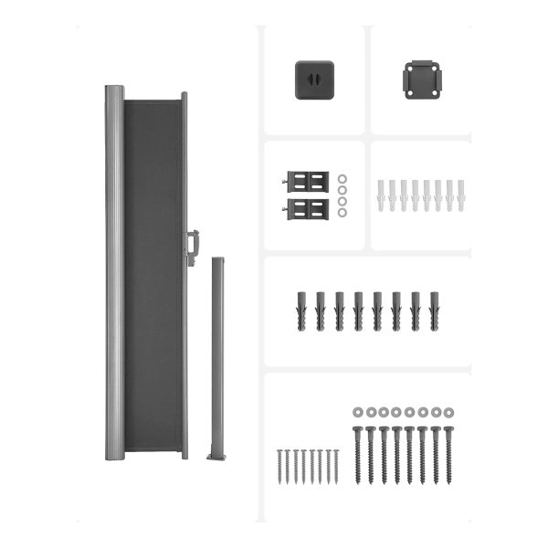 zijwand, markies, inkijkbescherming, zonwering, rolgordijn, voor balkon, terras en tuin, grijs, GSA164G03