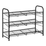 Zwart 3-Laags Schoenenrek Voor 12 Paar Hoge Hakken, Sneakers En Pantoffels - Stapelbaar, Staal, 68,5 X 27,5 X 49,5 Cm