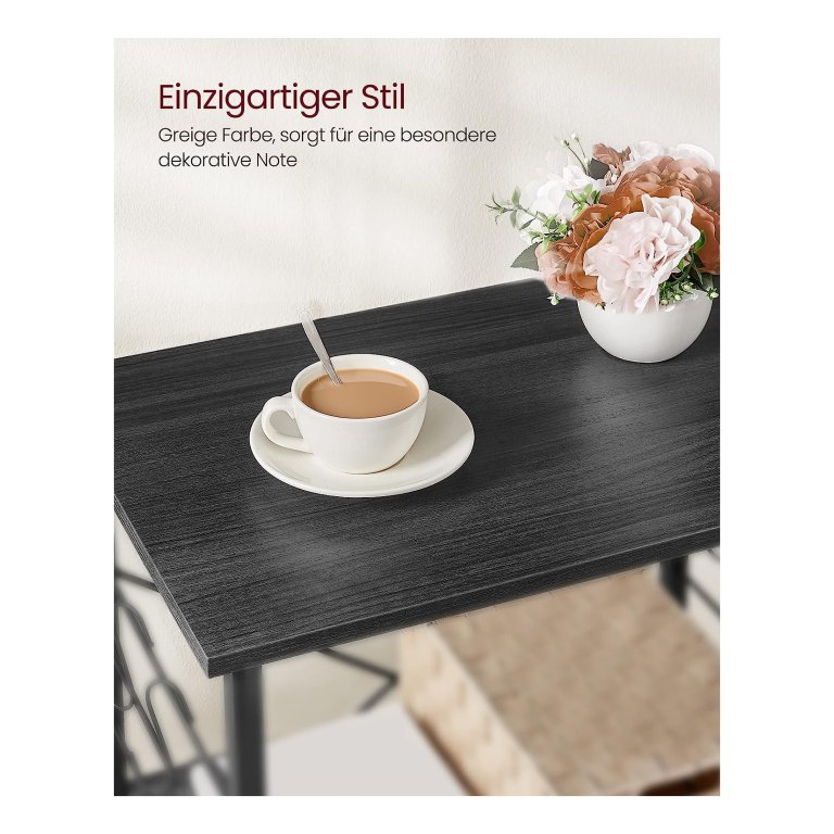 VASAGLE Keukenplank Op Wieltjes, Serveerwagen Met 3 Planken Magnetronplank Voor Mini Oven Broodrooster Waterkoker Metaal Met 6 Haken Industrieel Ontwerp Vintage Bruin Zwart Kks60xv1