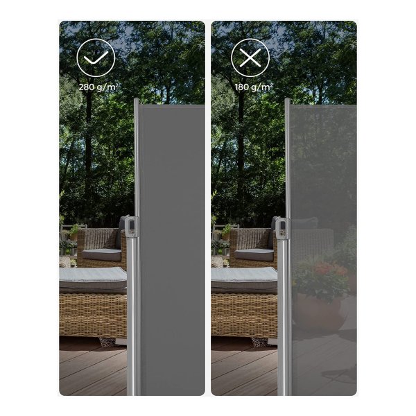 zijwand, markies, inkijkbescherming, zonwering, rolgordijn, voor balkon, terras en tuin, grijs, GSA164G03