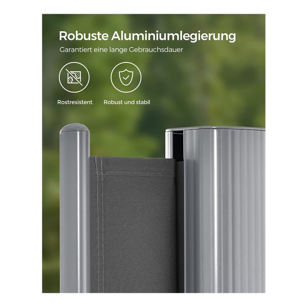 zijwand, markies, inkijkbescherming, zonwering, rolgordijn, voor balkon, terras en tuin, grijs, GSA164G03