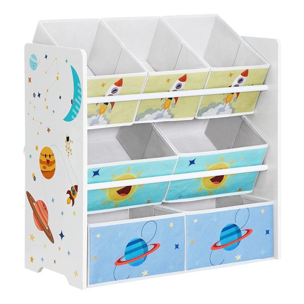 Kinderkamerplank, Speelgoedplank Met 7 Opbergdozen Van Vliesstof, Kinderboekenkast, Kinderplank Voor Speelgoed, Speelgoedorganisator, Wit