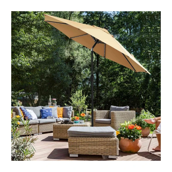 Tuinparasol met LED-verlichting ø395x245 cm Taupe Tuinparasol met LED-verlichting ø395x245 cm Taupe
