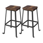 2-Delige Set Barkrukken Met Voetensteun - Industrieel Design, Vintage Bruin-Zwart, 71 Cm Hoog - Perfect Voor Keukeneiland, Toonbank, Bar