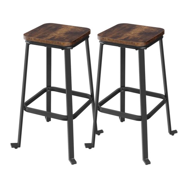 2-Delige Set Barkrukken Met Voetensteun - Industrieel Design, Vintage Bruin-Zwart, 71 Cm Hoog - Perfect Voor Keukeneiland, Toonbank, Bar
