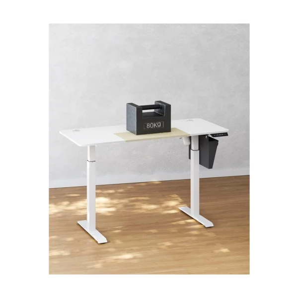 boho office® Homedesk - traploos elektrisch in hoogte verstelbaar, wit bureau met geheugenfunctie, incl. tafelblad in 140 x 80 cm in wit