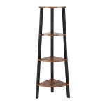 Donkerbruine Hoekplank Met Industrieel Ontwerp - 4 Niveaus, Staande Planken, Boekenplank, Ladderrek, Eenvoudige Montage, Stabiel Metaal Frame - Perfect Voor Thuis, Slaapkamer, Balkon
