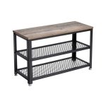 Industriële Schoenenbank Met 2 Planken - 73 X 30 X 45 Cm - Grijs En Zwart - Perfect Voor Hal Of Woonkamer