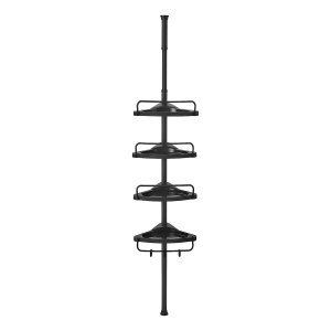 Doucheplank Badkamerplank 85-305 Cm - 4 Niveaus Verstelbaar - Zwart