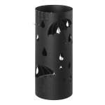 Paraplustandaard Rond Van Metaal Met 4 Hakken, Uitneembare Wateropvangschaal, 17 X 41 Cm (Ø X H), Voor Entree, Hal, Zwart