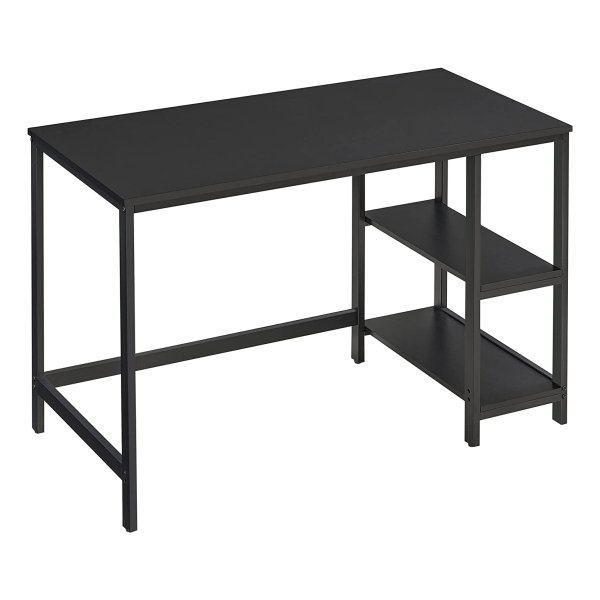 Industrieel Design Bureau Met 2 Planken - Stalen Frame - Perfect Voor Kantoor, Woonkamer - Zwart