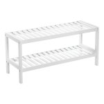 Bamboe Schoenenrek Met 2 Niveaus - 26 X 70 X 33 Cm - Organizer Voor Schoenen, Planten, Boeken - Wit - Ideaal Voor Woonkamer, Hal, Slaapkamer, Badkamer