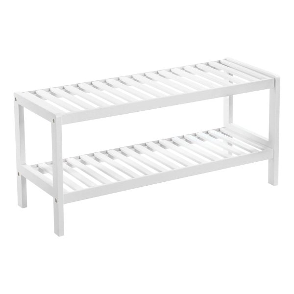 Bamboe Schoenenrek Met 2 Niveaus - 26 X 70 X 33 Cm - Organizer Voor Schoenen, Planten, Boeken - Wit - Ideaal Voor Woonkamer, Hal, Slaapkamer, Badkamer