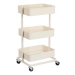 3-Tier Storage Trolley, Rolling Cart - Keukenopbergwagen Met Verstelbare Planken, Utility Cart Met 2 Remmen, Eenvoudige Montage, Voor Badkamer, Keuken, Kantoor, Wit