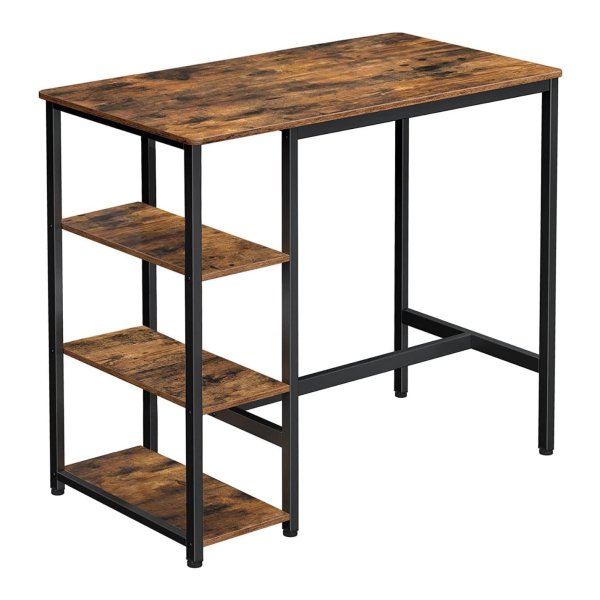 Computertafel, Bureau Met Opbergruimte, Statafel, Stalen Frame, Werkplek, 109 X 60 X 100 Cm, Eenvoudige Montage, Ä°ndustriÃ«le Stijl, Rustiek Bruin En Zwart