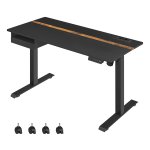Elektrisch Verstelbaar Bureau Met Memoryfunctie - Bureaublad 60 X 140 Cm - 4 Hoogtes - Traploos Verstelbaar - Zwart