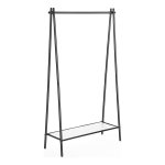 Mat Zwart Kledingrek Met Ijzeren Structuur - 92,5 X 33,5 X 153 Cm - Onderste Plank, Opknoping Rail, Eenvoudige Look - Perfect Voor Slaapkamer, Ingang, Zolder, Kelder