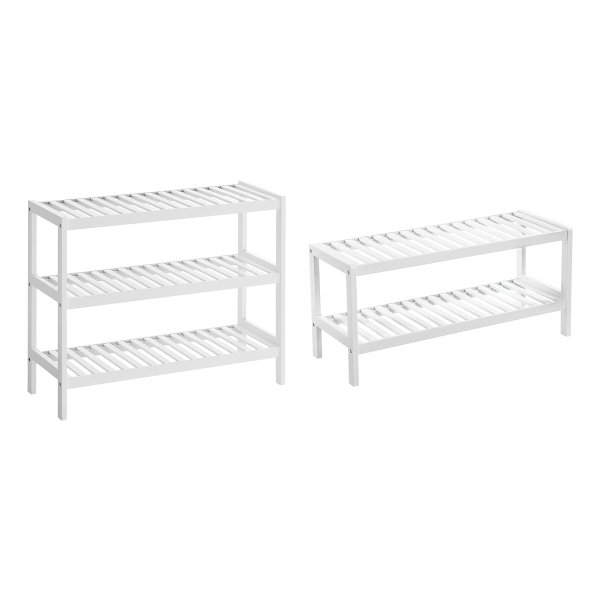 Schoenenrek Met 3 Niveaus, Van Bamboe, Rek Voor Schoenen, Schoenenrek, Staand Rek, Schoenenopslag, Voor Woonkamer, Hal, Slaapkamer, Wit