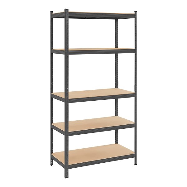 Heavy Duty Staal Rek - Geen Gereedschap Nodig - 600 Kg Belastbaar - 50 X 100 X 200 Cm - Ideaal Voor Garage, Kelder, Opslagruimte, Gereedschap, Fitnessapparaat - Grijs
