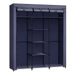Donkerblauwe Kledingkast Met Kledingstangen, Opvouwbaar, 45 X 150 X 175 Cm - Ideaal Voor Slaapkamer, Kleedkamer, Opslag Van Kleding, Tassen En Schoenen.