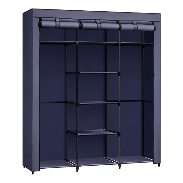 Donkerblauwe Kledingkast Met Kledingstangen, Opvouwbaar, 45 X 150 X 175 Cm - Ideaal Voor Slaapkamer, Kleedkamer, Opslag Van Kleding, Tassen En Schoenen.