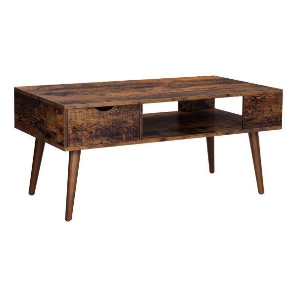 Salontafel, Met Opbergruimte, Lade, Open Vak, Voor Woonkamer, Eetkamer, 100 X 50 X 45 Cm, Vintage Bruin