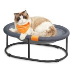 Kattenhangmat Voor Huisdieren Tot 12 Kg - Verhoogd Kattenbed Met Afneembaar Net - Klein Hondenbed, Machinewasbaar, Ovaal, Grijs - Vrijstaand Huisdierbed Voor De Zomer