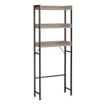 Ruimtebesparende Toilet Planchet Met 3 Open Planken, Eenvoudige Montage, Industrieel Design, Grijs-Zwart