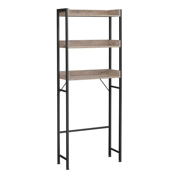 Ruimtebesparende Toilet Planchet Met 3 Open Planken, Eenvoudige Montage, Industrieel Design, Grijs-Zwart