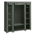 Kledingkast Met Metalen Frame, 12 Planken, Vliesstof Bekleding, 45X150X175 Cm, Vouwkast Met Kledingstang