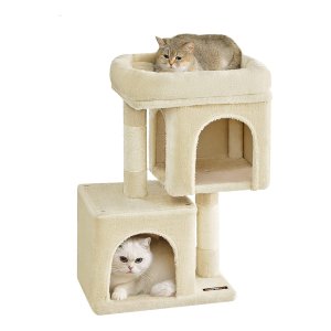 Krabpaal Voor Kittens Tot 3Kg - Klein 67Cm - Groot Platform - Sisalpalen - Beige Kattenhuis