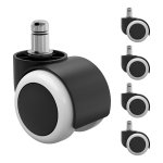 5-Delige Set Bureaustoelwielen 50 Mm, 11 Mm X 22 Mm, Geluidsarm, Krasvrij, Vervangt Vloerbeschermingsmat, Zwart-Wit
