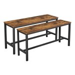 Banken Voor Eettafel, Set Van 2, Keukenbanken, Eettafelbanken, 108 X 32,5 X 50 Cm, Keuken, Eetkamer, Stevig Ä°jzeren Frame, Ä°ndustrieel Ontwerp, Vintage Bruin-Zwart