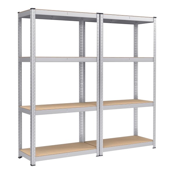 Heavy Duty Rek, Set Van 2, Kelderrek, Opbergrek, 40 X 80 X 160 Cm, Rek Met Stalen Frame, Tot 520 Kg Belastbaar, 4 Verstelbare Planken, Zilver