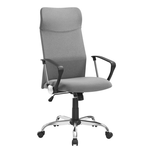 Ergonomische Bureaustoel Met Stoffen Bekleding, In Hoogte Verstelbaar En Kantelbaar, Grijs