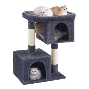 Xl Kattenboom 101 Cm - Kattenhuis Voor Extra Grote Katten Tot 20 Kg - Groot Platform, 2 Kattenholen, Sisalstammen, Rookgrijs