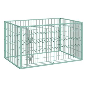 Rechthoekige Hutting Voor Honden, Konijnen En Andere Huisdieren - 122 X 80 X 70 Cm - 4 Panelen Met Dubbel L-Slot En Schuifdeur - Watergroen - Ideaal Voor Binnen