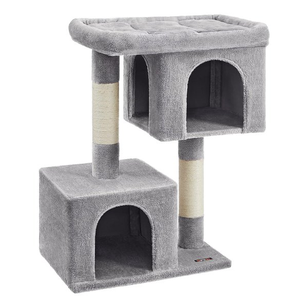 Xl Kattenboom 101 Cm - Kattenhuis Voor Extra Grote Katten Tot 20 Kg - Groot Platform, 2 Kattenholen, Sisalstammen, Rookgrijs