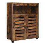 Badkamerkast, 60 X 30 X 80 Cm, Opbergkast, Jaloeziedeuren, Open Vak, İn Hoogte Verstelbaar Legbord, Vintage Bruin