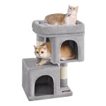 Cat Tree 67 Cm - Lichtgrijs Cat Tower S Voor Kittens Tot 3 Kg Met 2 Kattengrotten, Grote Kattenbaars En Krabpaal