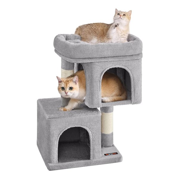 Cat Tree 67 Cm - Lichtgrijs Cat Tower S Voor Kittens Tot 3 Kg Met 2 Kattengrotten, Grote Kattenbaars En Krabpaal